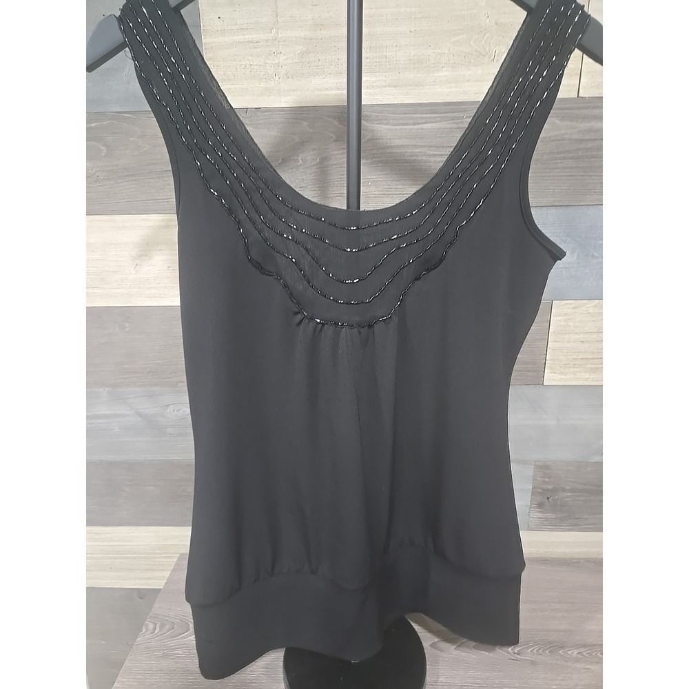 White House Black Market Black Sequence Dressy Sleeveless Tank Top Size Small... - Picture 6 of 7